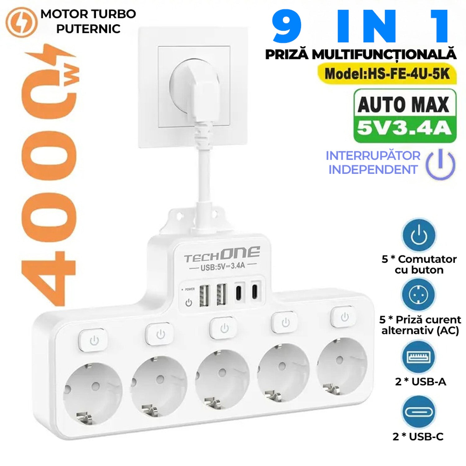 Prelungitor Scurt Techone PowerHub 9X Prelungitor Scurt Techone PowerHub 9X